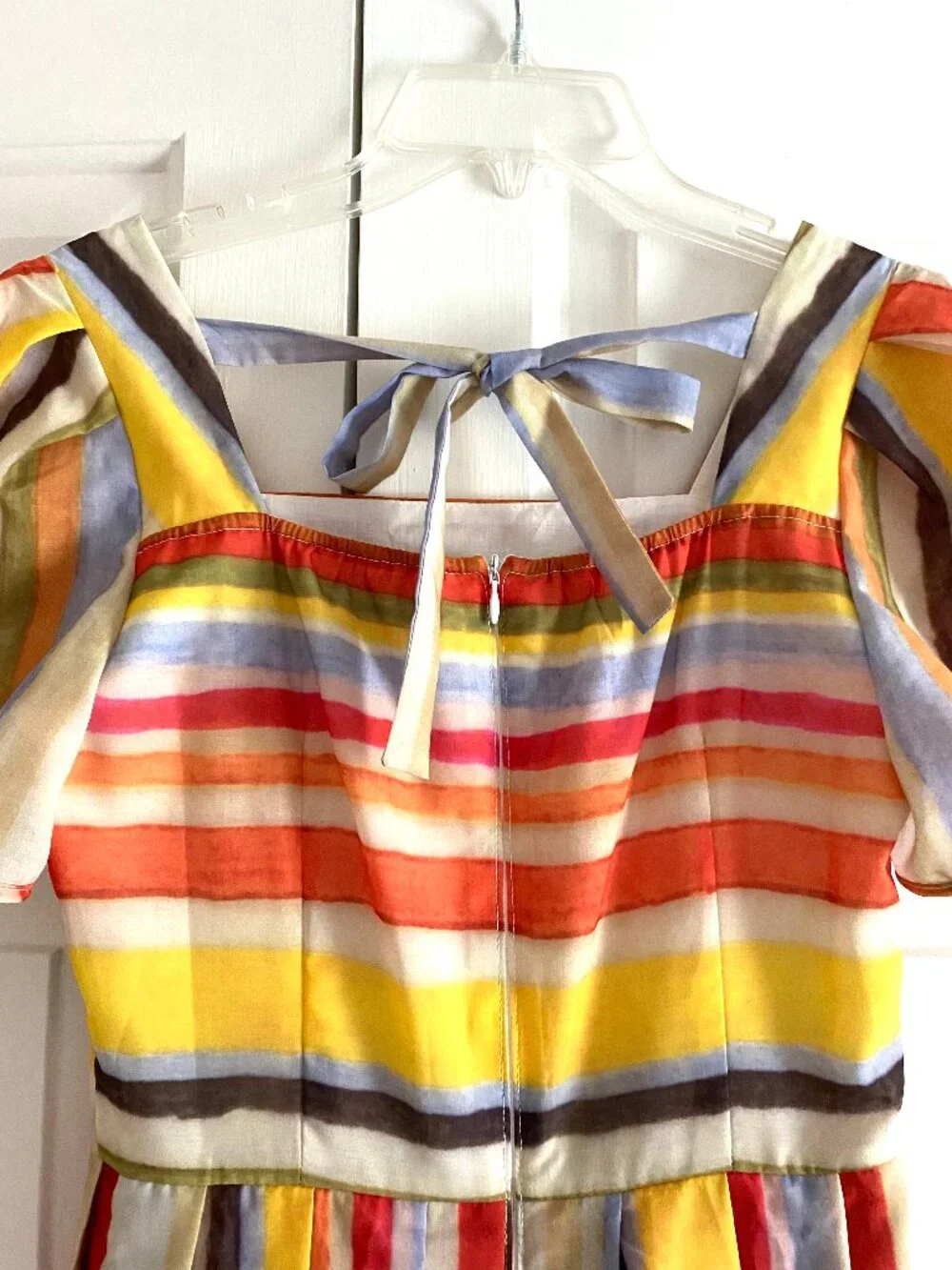 Rainbow Striped Cotton Midi Dress S